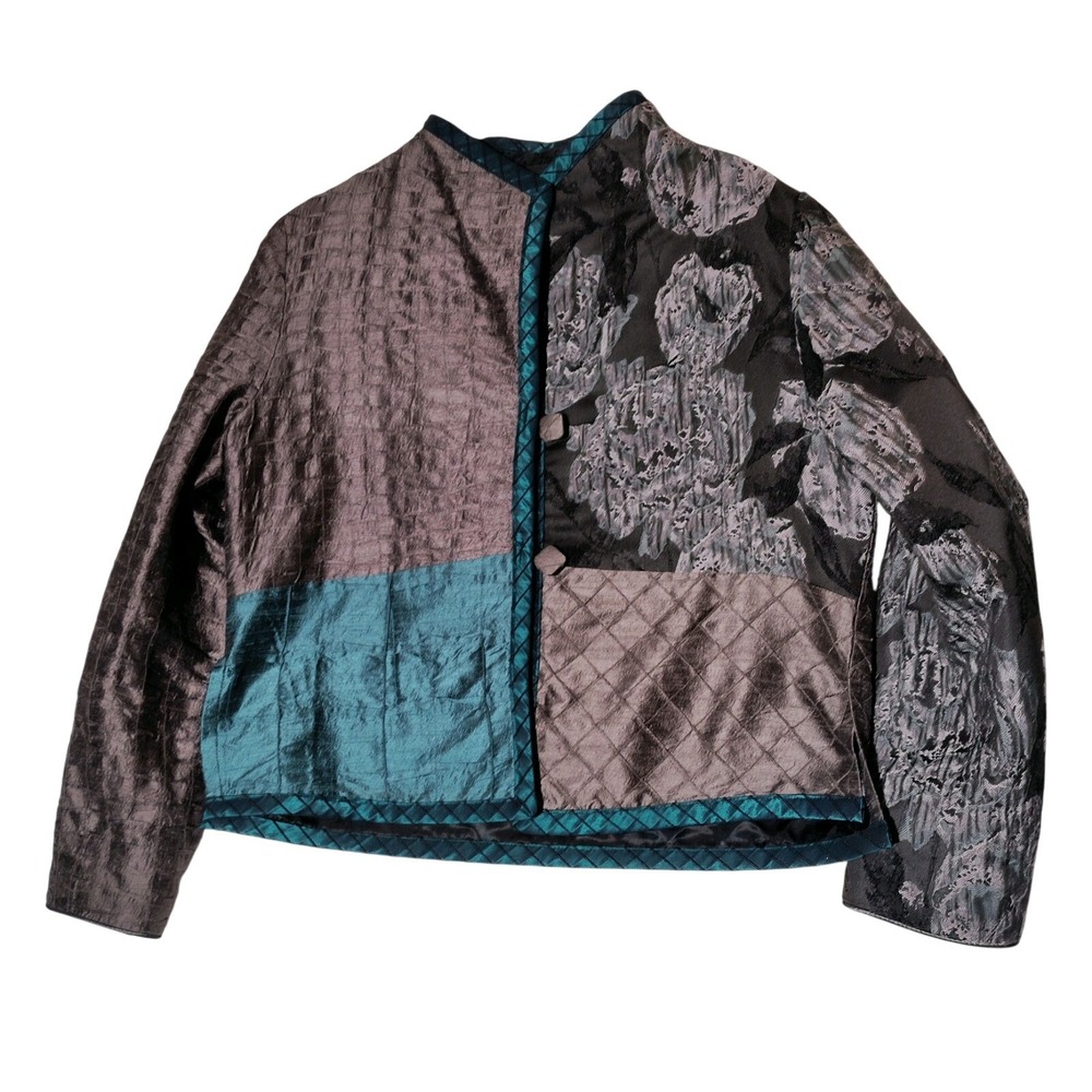 Mary Lynn O'Shea Womens Jacket Size Small Teal Gray Vermont Art to Wear